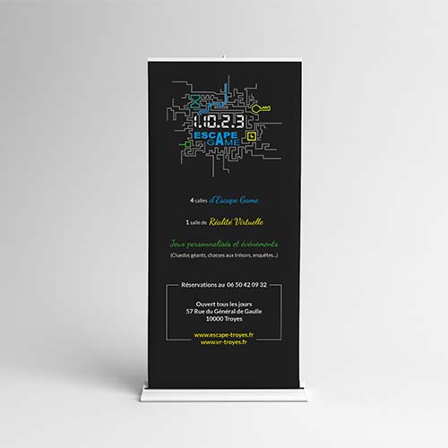 Roll up pour 1.10.2.3 Escape game Troyes création supports communication troyes salons