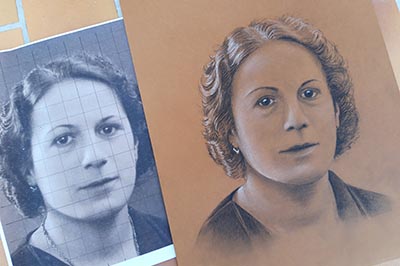 Portrait au fusain : Yvette